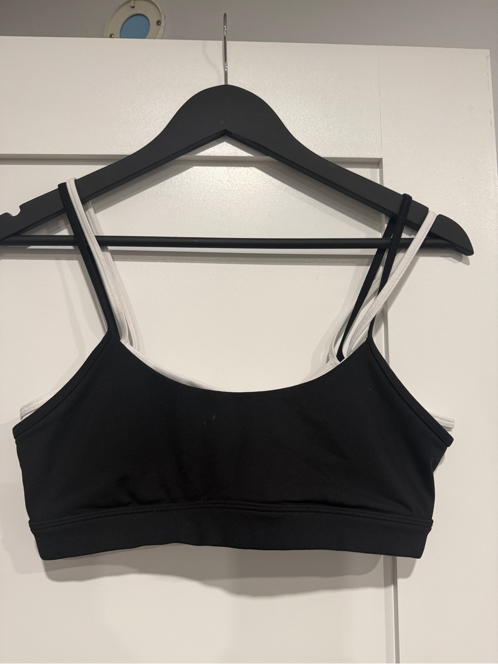 ALO Yoga Black Bralette with White Double Straps